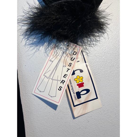 NWT VTG 2Hip by Wrapper Top Velvet Feather Trim Tie Front Y2K Whimsigoth Witchy - Picture 7 of 7